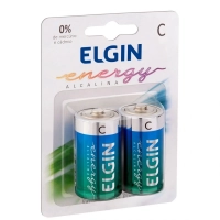 Pilha Alcalina C Elgin Cartela com 2 Unidades Lr14