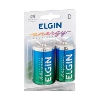 Pilha Alcalina D Elgin Cartela com 2 Unidades Lr20