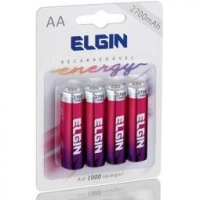 Pilha Recarreg�vel Aa Elgin Cartela C/ 4 Unidades 2700mah