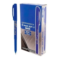 Caneta Esferografica Pilot 1.0mm M�dia Bp 1 Inox Azul 12 Unidades