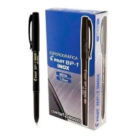 Caneta Esferografica Pilot 1.0mm M�dia Bp 1 Inox Preta 12 Unidades