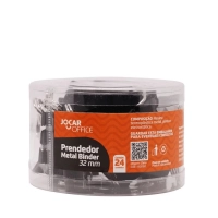 Prendedor de Papel Jocar Office Preto 32mm Pote com 24 Un