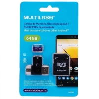 Cartao de Memoria 64gb Multilaser Kit Dual Drive Mc152
