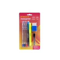 Kit Escolar 7 Itens Maxprint Tons Vibrantes