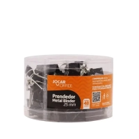 Prendedor de Papel Jocar Office Preto 25mm Pote com 48 Un Jocar Office