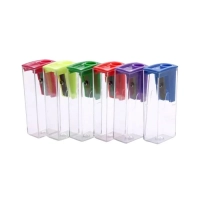 Apontador Plastico Transparente com Deposito Cores Sortidas Mp-1208