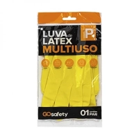 Luva Latex Flocada Go Safety Multiuso Amarela P 1par