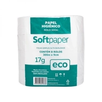 Papel Higienico Rolo 300m Softpaper Eco Rec Fs 17g Cx 8un
