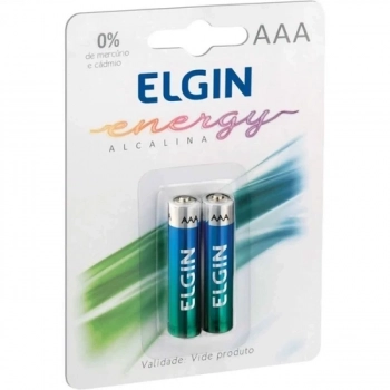 Pilha Alcalina Aaa Elgin Cartela com 2 Unidades Lr3
