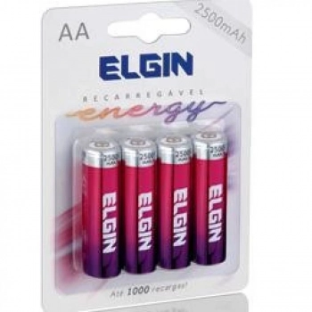 Pilha Recarreg�vel Aa Elgin Cartela C/ 4 Unidades 2500mah
