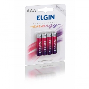 Pilha Recarreg�vel Aaa Elgin Cartela C/ 4 Unidades 900mah