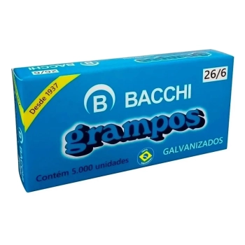 Grampo 26/6 Galvanizado Bacchi Cx com 5000 Unidades