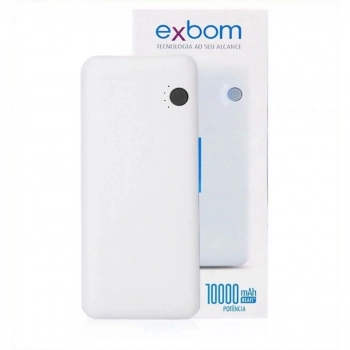 Banco de Energia Port�til Exbom Pb-mx10 10.000 Branco com Lanterna