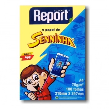 Papel A4 Resma 75grs 210x297 Report Senninha 100 Folhas Amarelo