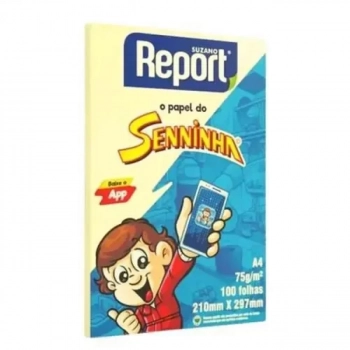 Papel A4 Resma 75grs 210x297 Report Senninha 100 Folhas Amarelo