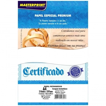 Papel Foto Matte Fosco 90g A4 100 Folhas Masterprint
