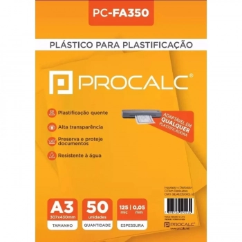 Pl�stico para Plastifica��o A3 Pc-fa350-filme 307x430 125m X50