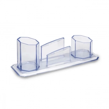 Porta Caneta Triplo Clips Lembrete - Cristal