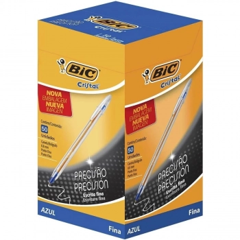 Caneta Esferografica Bic Cristal Precisao 0.8 Mm Azul 50 Unidades