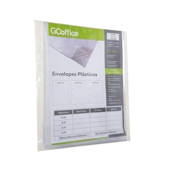 Envelope Plastico A4 0,06m 4 Furos Pct 100un Go Office