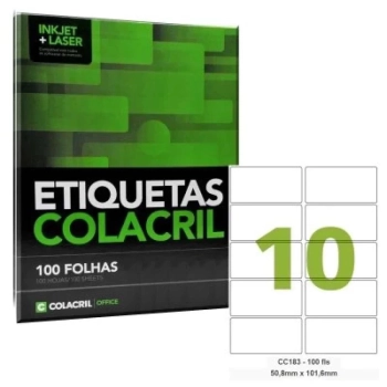 Etiqueta Laserjet Carta Cc183 50,8x101,6 X 2 Colacril com 100 Folhas