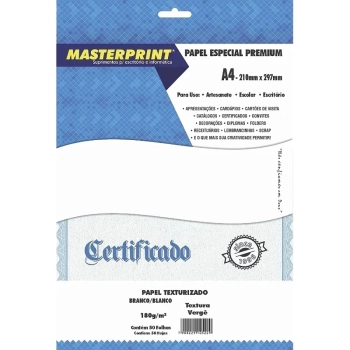 Papel Branco Textura Verge 180g/M A4 - 50folhas Der 0