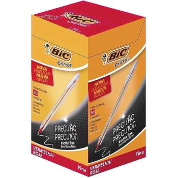 Caneta Esferografica Bic Cristal Precisao 0.8 Mm Vermelha 50 Unidades
