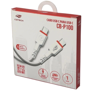 Cabo Usb-c-usb-c 1m Cb-p100wh C3tech Branco