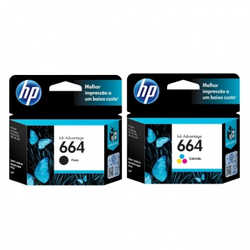Kit Cartucho Hp 664 Preto + Cartucho Hp 664 Colorido