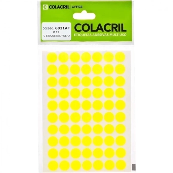 Etiqueta Multiuso Colacril 6021af Amarelo Fluorescente 13mm com 420un