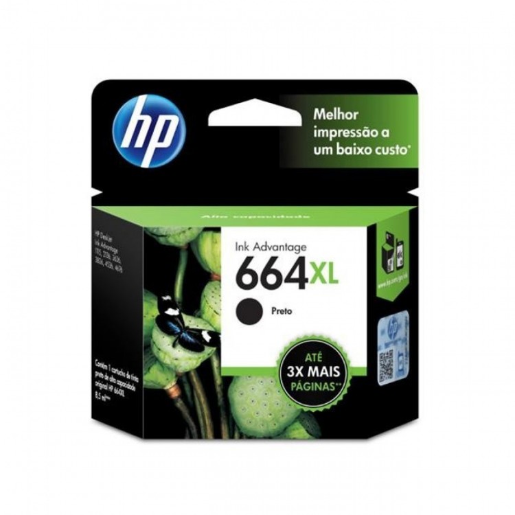 Cartucho Hp 664xl Preto F6v31ab Cartucho Hp 664xl Preto F6v31ab
