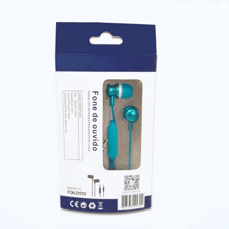Fone de Ouvido Inova Intra Auricular Azul Fon-2101d Fone de Ouvido Inova Intra Auricular Azul Fon-2101d