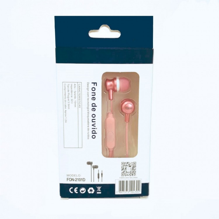 Fone de Ouvido Inova Intra Auricular Rosa Fon-2101d Fone de Ouvido Inova Intra Auricular Rosa Fon-2101d