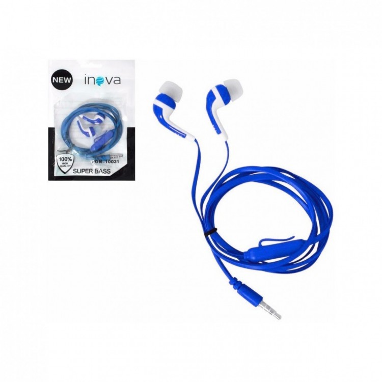 Fone de Ouvido com Microfone Inova Intra Fon-10031 Azul Fone de Ouvido com Microfone Inova Intra Fon-10031 Azul