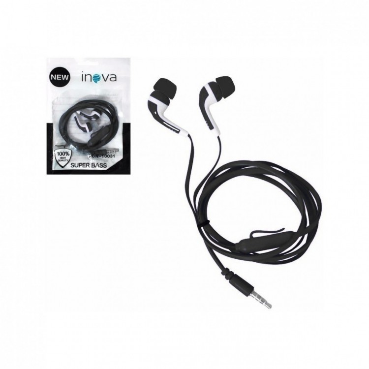 Fone de Ouvido com Microfone Inova Intra Fon-10031 Preto Fone de Ouvido com Microfone Inova Intra Fon-10031 Preto