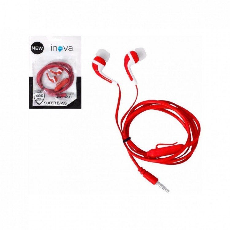 Fone de Ouvido com Microfone Inova Intra Fon-10031 Vermelho Fone de Ouvido com Microfone Inova Intra Fon-10031 Vermelho