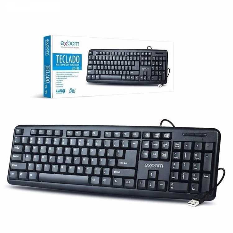 Teclado Usb Exbom Preto Bk-102 Teclado Usb Exbom Preto Bk-102